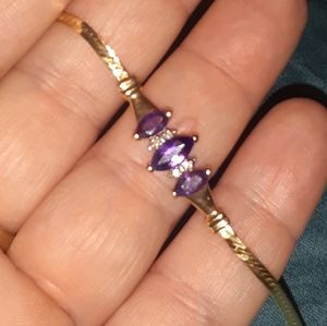 14k Amethyst and Diamond Herringbone Bracelet